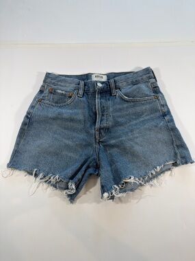 AGOLDE Parker Vintage Cut Off Denim Short Size 24 Raw Hem Frayed High Rise
